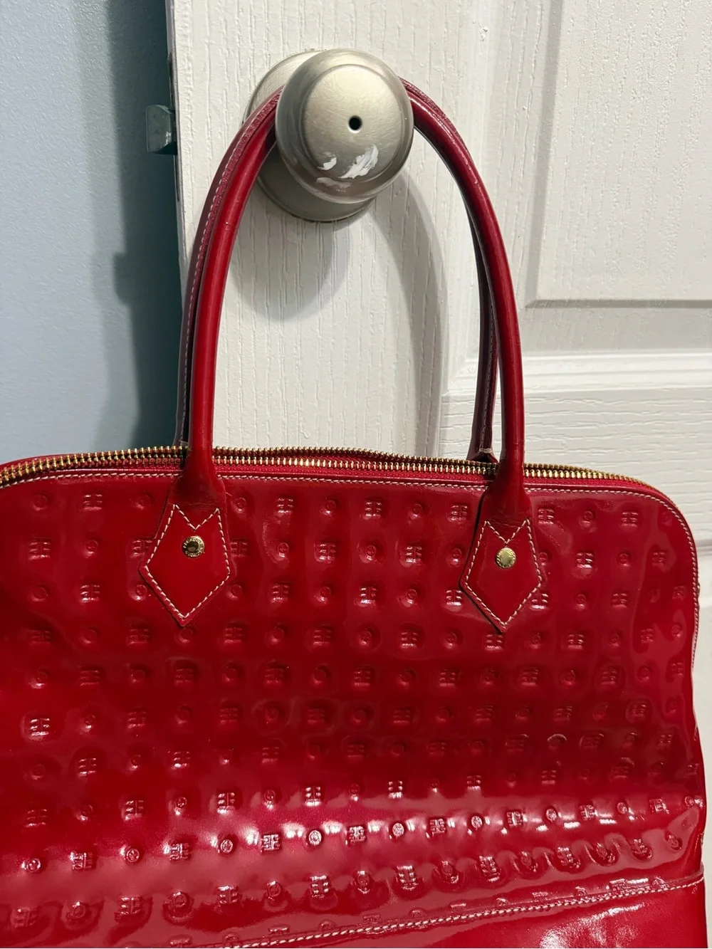 Arcadia Red Patent Dome-Style Satchel